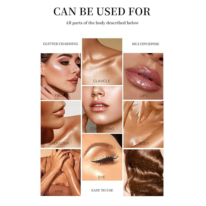 Highlighter Makeup Stick - Patting Powder, Body Glitter Fairy Dust Glitter Fairy Makeup Powder Stick Patting Powder Glitter Contour Blush Powder Face Brightens for Face Body Hair Makeup Kit - 3 Colors