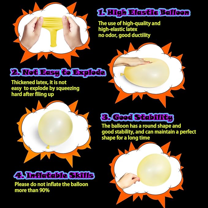 100 Pcs UV Neon Yellow Balloons 12 inch Neon Party Supplies, Balloons, Glow in the Dark for Birthday, Graduation, Baby Shower,Wedding, Anniversary Valentines Party Decorations