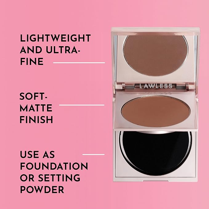 Lawless Talc-Free Skin-Smoothing Perfecting Powder - Deep - Premium Makeup, Skin Smoothing Powder with Natural Ingredients, Ultra-Fine Soft Focus Setting Powder, Talc Free - 0.34 oz