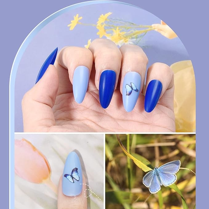 TsMADDTs Press On Nails Almond, 24 Colors 720PCS Short Fake Nails with Glues, Stickers, Tweezer for Women