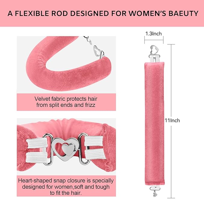 Heatless Curls Overnight Set - Jumbo Overnight Hair Curlers to Sleep In, Soft Velvet Hair Rollers for Women, No Damage Curls Styling Tools 3pcs