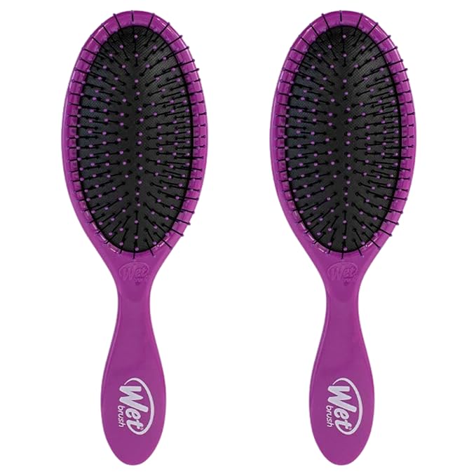 Wet Brush Original Detangling Hair Brush, Purple, Ultra-Soft IntelliFlex Bristles, Detangler Hairbrush Glides Through Tangles With Ease For All Hair Types, For Women, Men, Wet & Dry (Pack of 2)