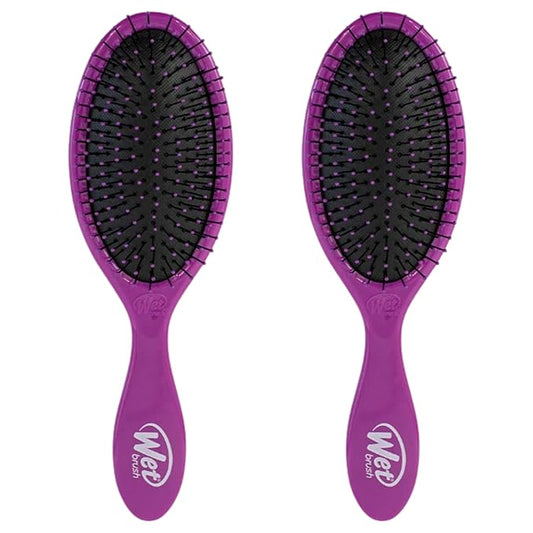 Wet Brush Original Detangling Hair Brush, Purple, Ultra-Soft IntelliFlex Bristles, Detangler Hairbrush Glides Through Tangles With Ease For All Hair Types, For Women, Men, Wet & Dry (Pack of 2)