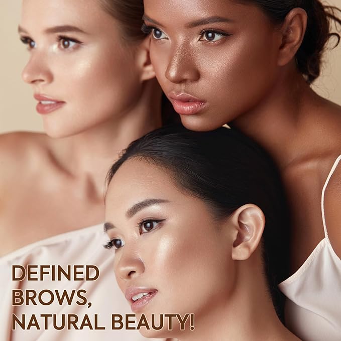 UCANBE Eyebrow Pencils for Women with Spoolie Brush, Dual-Ended Eyebrow Pen with 4-Fork-Tip & Gel Eyeliner, Microblading Brow Pen with Eyeliner Pencil + Brow Brush for Hair Like Brows, Light Brown