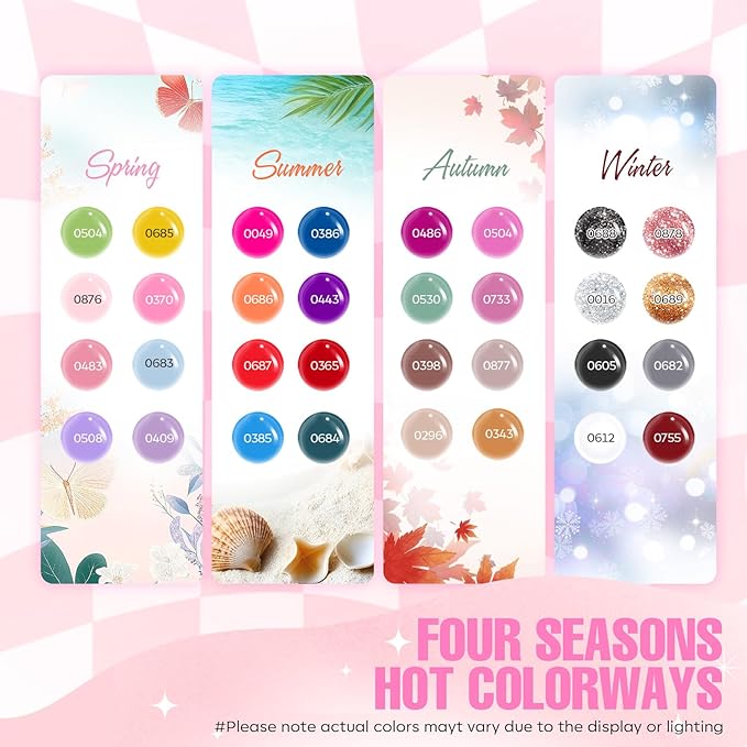 MEFA Gel Nail Polish Kit with U V Light, 32 Colors All Seasons Soak Off 60 Pcs Gel Polish Nail Set with Matte/Glossy Glitter Base Top Coat Manicure Tools Nails DIY Decorations Gifts for Women