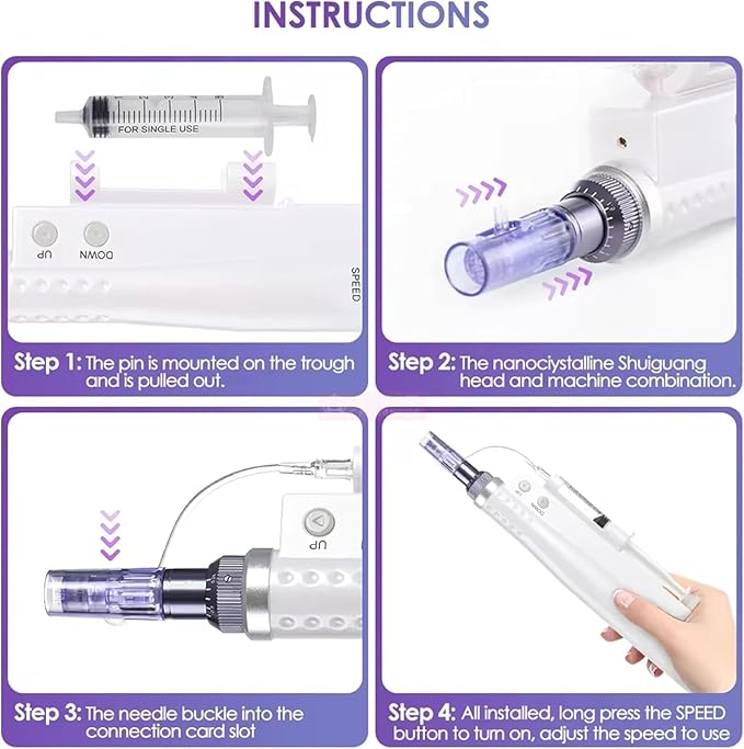Elitzia Non-Needle Injection Facial Rejuvenation Skin Care Tools Instrument 2 Cartridges for Home Use ETNV6138
