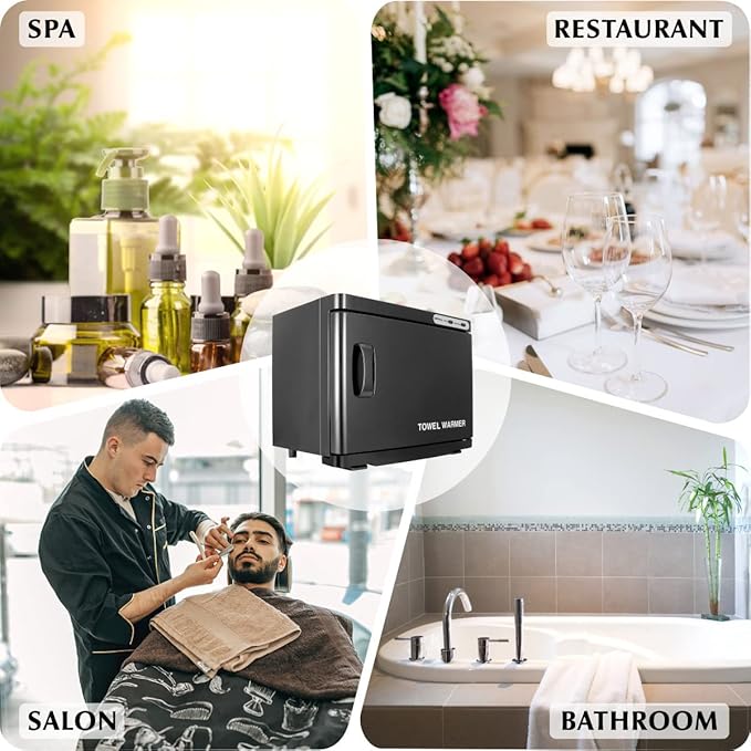 Hot Towel Warmer, Professional 23L Large Capacity Hot Towel Cabinet, 2-in-1 Spa Towel Warmers for Facials, Barber, Salon, Esthetician, Upgrade Fast Heating Aluminum Interior, Black