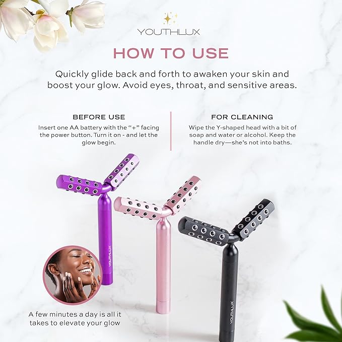 Revolution Roller - Germanium Stone Uplifting Face/Body Beauty Massage Tool/Roller/Wand for Skin Tightening/Firming, De-Puffing, Anti-Aging (Rose Gold)