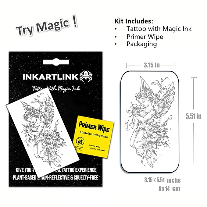 INKARTLINK Semi Permanent Tattoo, Temporary Tattoo, party tattoo, beautiful and realistic design, fun tattoo experience, cruelty-free, non-reflective, waterproof (Flower Fairy)