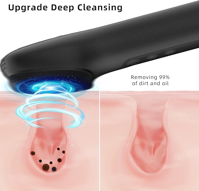 Facial Cleansing Brush Portable Waterproof Rechargeable Face Wash Brush, Electric Deep Cleaning for Men & Women (Black)