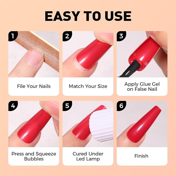 Press on Nails, 24 Colors 576PCS Long Square False Nails with 12 Sizes, Full Cover Press on Nails for Women, Lightweight Matte Natural Fake Nails for Nail Art Design