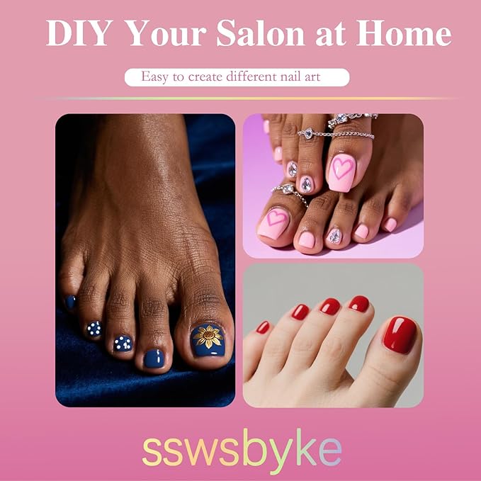 Toe Nail Tips, SSWSBYKE 300 Pcs 15 Sizes Square Round Full Cover Fake Toe Nails Press On Clear Pre-shape Soft Gel Toe Nail Tips Matte Acrylic Nail Extensions DIY Home Salon