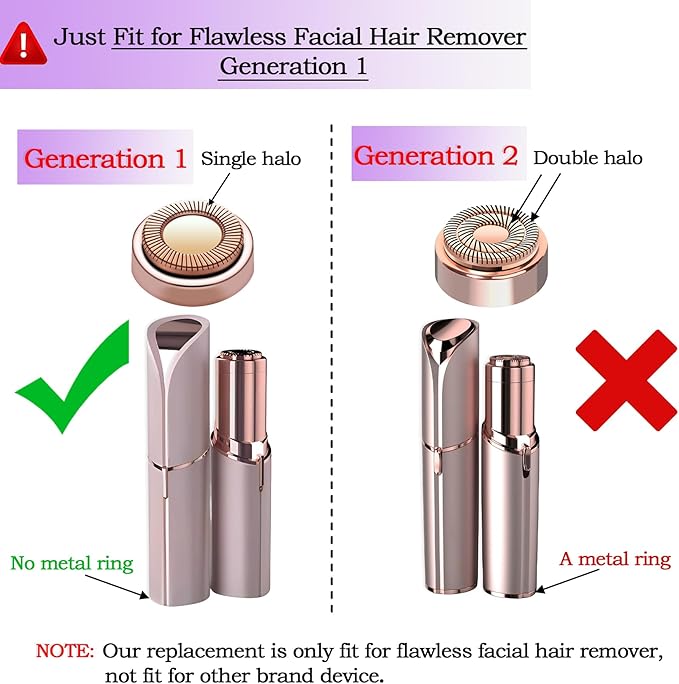 Facial Hair Remover Replacement Heads for Generation 1 Finishing Touch Flawless Facial Hair Removal Tool for Women,18K Gold-Plated Rose Gold 4 Count,First Generation by BECHY.