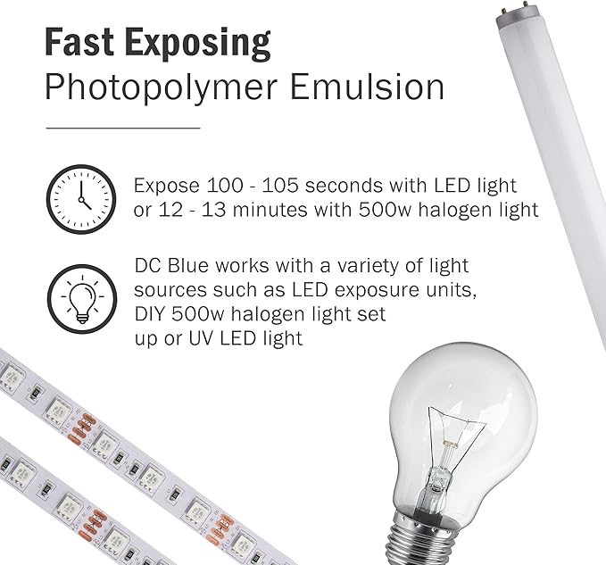 Ecotex® DC Blue Screen Printing Emulsion (Pint - 16oz.) Diazo Required Photo Emulsion for Silk Screens and Fabric- for Screen Printing Plastisol Ink and Water Based Ink, Screen Printing Supplies