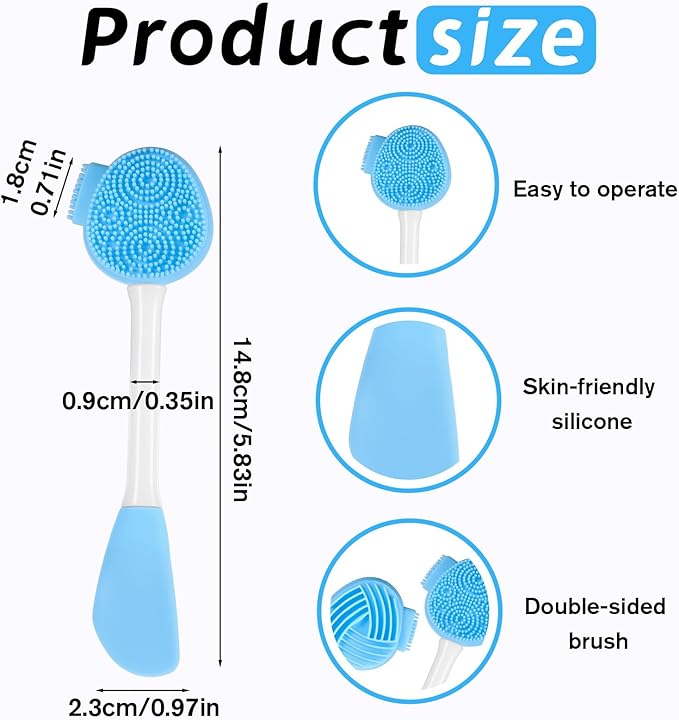 Silicone Face Scrubber, Blue Cleansing Face Scrubber Facial Mask Brush Exfoliating Lip Brush Facial Cleansing Brushes Faces Exfoliator Scrubbers Skin Care Tool for Women Removal Blackheads Whiteheads