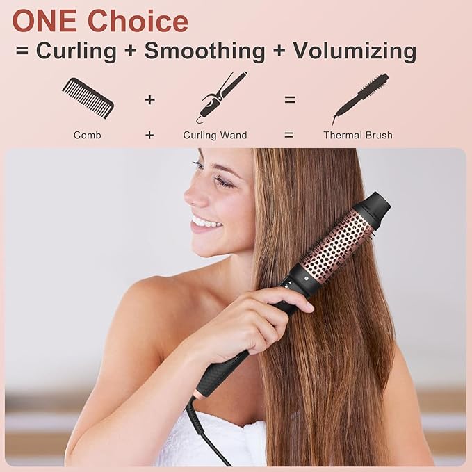 5 in 1 Curling Iron Brush Set with Thermal Brush and 4 Interchangeable Ceramic Curling Wand(0.5”-1.25”), Fast Heating, Dual Voltage, Include Glove