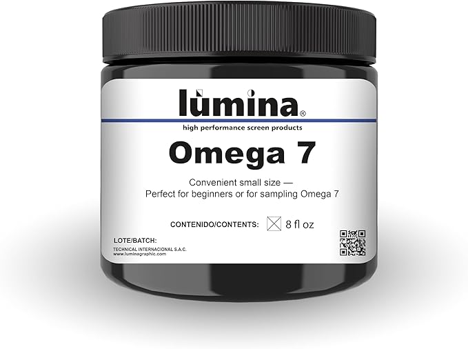 Lumi Omega 7 Blue Screen Emulsion (8 oz.) for Screen Printing Plastisol Ink, Water Based Ink and Discharge Ink - Hybrid SBQ-UV Technology - Screen Printing Supplies.