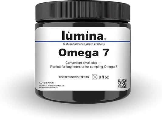 Lumi Omega 7 Blue Screen Emulsion (8 oz.) for Screen Printing Plastisol Ink, Water Based Ink and Discharge Ink - Hybrid SBQ-UV Technology - Screen Printing Supplies.
