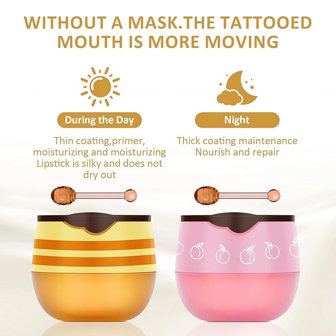 DMSKY 6 PCS Bee Lip Balm Honey Pot, Propolis Lip Mask Overnight, Moisturizing Hydrating Lip Sleeping Mask Prevention Dry and Cracked, Reduce Lip Lines