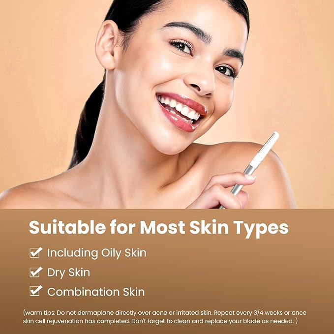 Dermaplaning Tool for Face, 20 Blade Refills, Dermaplane Razor for Face, Hair Remover Blade for Eyebrows and Peach Fuzz, Facial Shaver for Women That Helps Exfoliate and Smooth The Skin