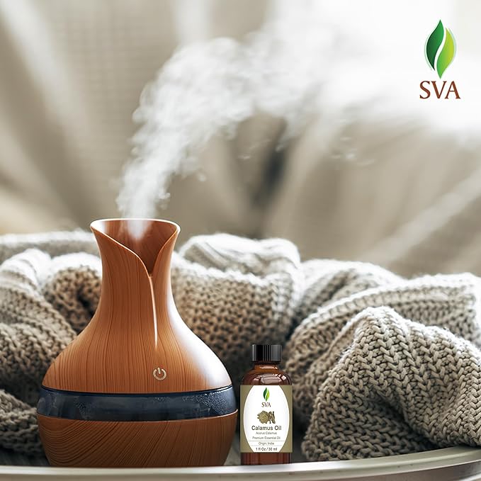 SVA Calamus Essential Oil – 1 Fl Oz – 100% Natural Calamus Oil - for Diffuser, Hair Care, Face, Skin Care, Aromatherapy, Scalp and Body Massage, Soap and Candle Making – with Dropper