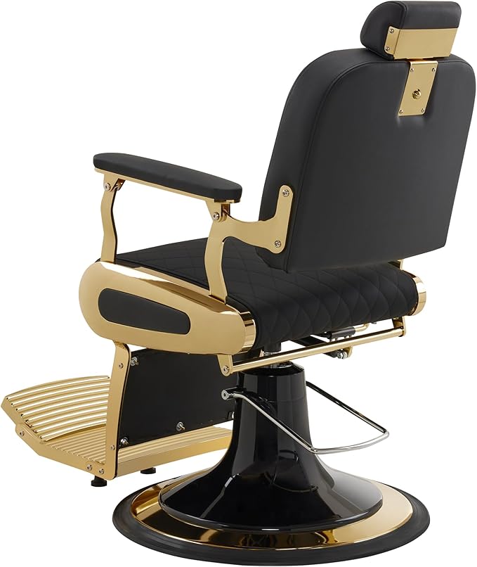 BarberPub All Purpose Barber Chair with Heavy Duty Pump,Reclining Adjustable Swivel Hair Styling Chair for Hair Stylist, Home Salon,Barbershop Salon&Spa 9453 (Gold)