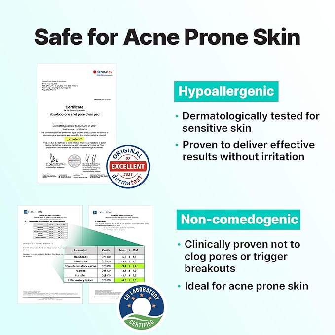One Shot Pore Clear Pad, Clinically Proven Pore Care Toner Pad, Pore Fraxional Complex, Sebum Control & Exfoliation, pH 5.0 Hypoallergenic, 4.9 fl.oz (60 pads)