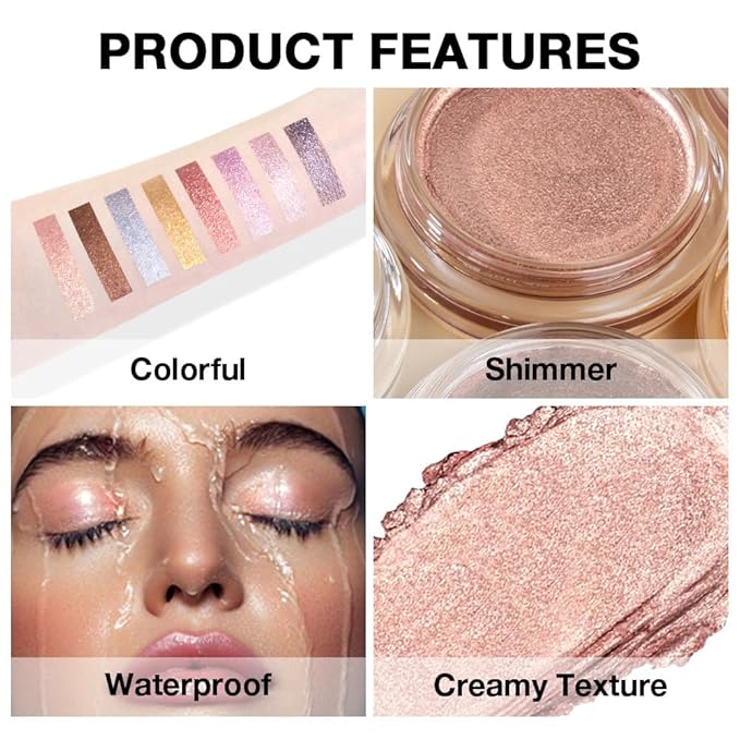 Rose Gold Mousse Single Eyeshadow Palette –Neutral Matte & Shimmer Eyeshadow,Mini Cream Glitter Eye shadow,Long Lasting Highly Pigmented Eye Makeup Compact Travel Siz Eye shadow for Older Women 08#