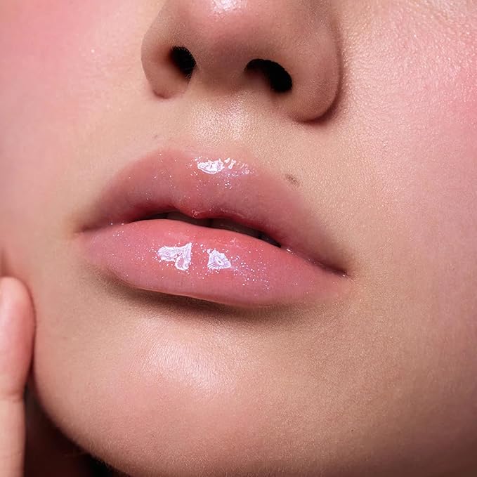 Flower Knows Shell's Jewel Nourishing Lip Glaze,Hydrating Clear Lip Gloss with Hyaluronic,Shimmer Moisturizing Plumping Oil,Non-Sticky Formula,0.16 fl.oz(P06 Lunar Jelly)