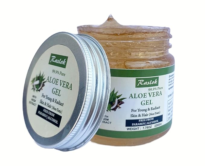 Aloe Vera Gel | 100% Pure and Natural Aloe Gel | For Moisturizing Face Skin & Hair Care | Durable Moisturizing Hydrating Soothing | Non-Sticky (Neem, 7.76 OZ)