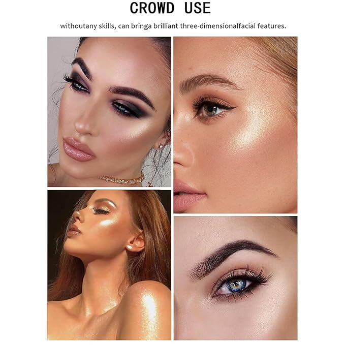 MEICOLY Baked Highlighter Powder Palette,Natural Face Highlighter Shimmer Powder,Long Lasting Glittery Highlighter Makeup Face Luminizer,03 Fairy Pink