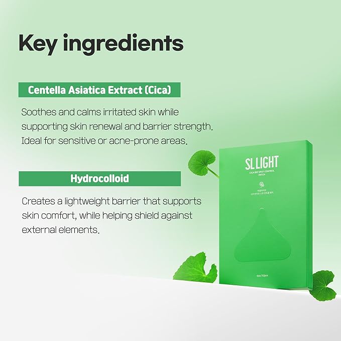 Cica Bio Spot Control Patch (1 Box, 62pcs) | Soothing Acne Patch for Redness & Blemishes | With Cica, Niacinamide & Tea Tree | Gentle for Sensitive Skin | Korean Skincare