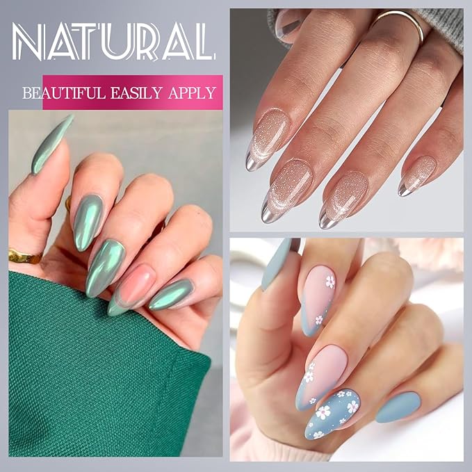 krofaue 240Pcs Almond Nail Tips - Professional Soft Gel Press on Nails with Half Matte 12 Sizes Acrylic Fake Tips for Gel Polish & Dip Powder DIY Home Manicure