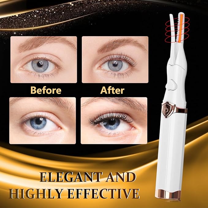 Heated Eyelash Curler, 2-in-1 Clip-Type Design, 3 Temperature Modes, USB Rechargeable Electric Eyelash Curler, Natural Curling 24H Long-Lasting Curl, Gift for Women & Girls, White-DC