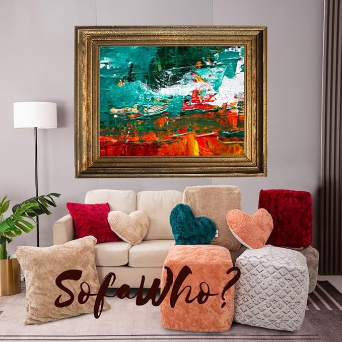 DaDalogy Bedding Dreamy Milky Way White Faux Fur Ottoman Pouf Cover - Purple Undertone Geometric Pattern with Zipper - 1-Piece 18" x 18" x 18"