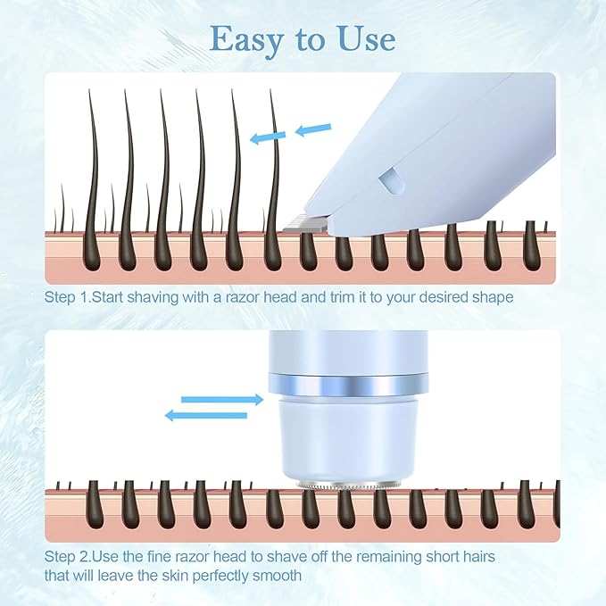 Dermave Bikini Shaver 2.0, 2025 New Glow Aura Bikini Trimmer for Women, 2 in 1 Dual Head Electric Razors for Women, IPX7 Waterproof Wet & Dry Electric Shaver, Rechargeable Portable Body Shaver (Blue)