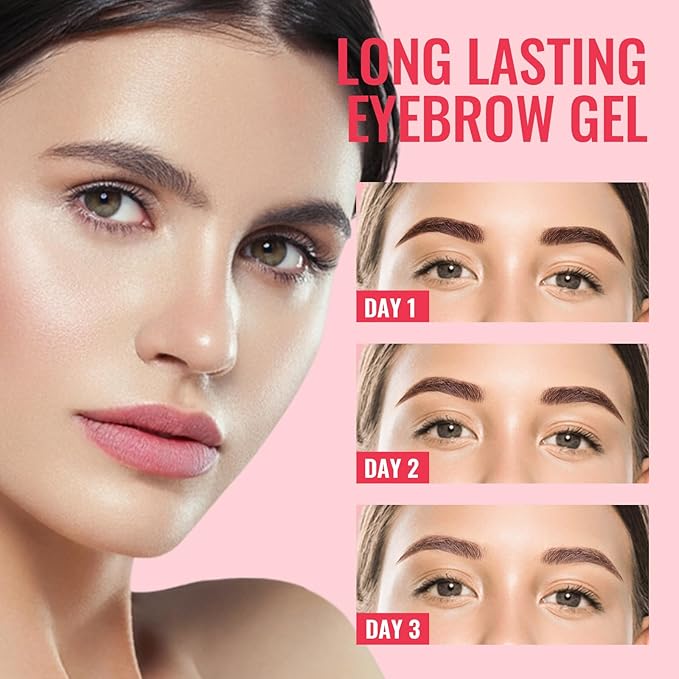 Peel Off Eyebrow Gel Kit,2PCS Easy Tattoo Brow Peel Off Gel for Women,Waterproof,Sweatproof,Natural Brows Color,For Fuller & Defined Looking Brows,DIY at Home(brown)