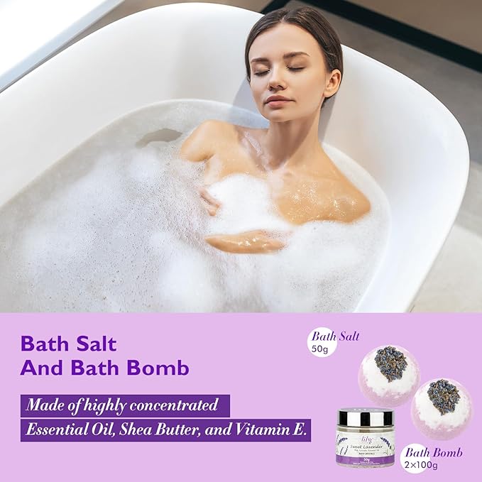 Mothers Day Gift for Mom - Relaxing 18-Piece Bath and Body Basket for Women Lavender Spa Gift Basket Set Bath Collection with Bath Bomb | Christmas, Birthday, Perfect Spa Present for Her All Occasions