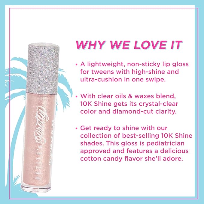 Petite 'N Pretty 10K Shine Lip Gloss for Girls (Glow Down) - Makeup for Kids, Tweens, Teens - High Shine, Soft, Hydrating, Lightweight, Made in the USA