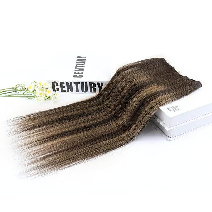 Full Shine Dark Brown Clip in Hair Extensions Real Human Hair 3 Pcs 60 G Ombre Hair Extensions Clip ins Dark Brown Balayage Invisible Human Hair for Women 16 Inch