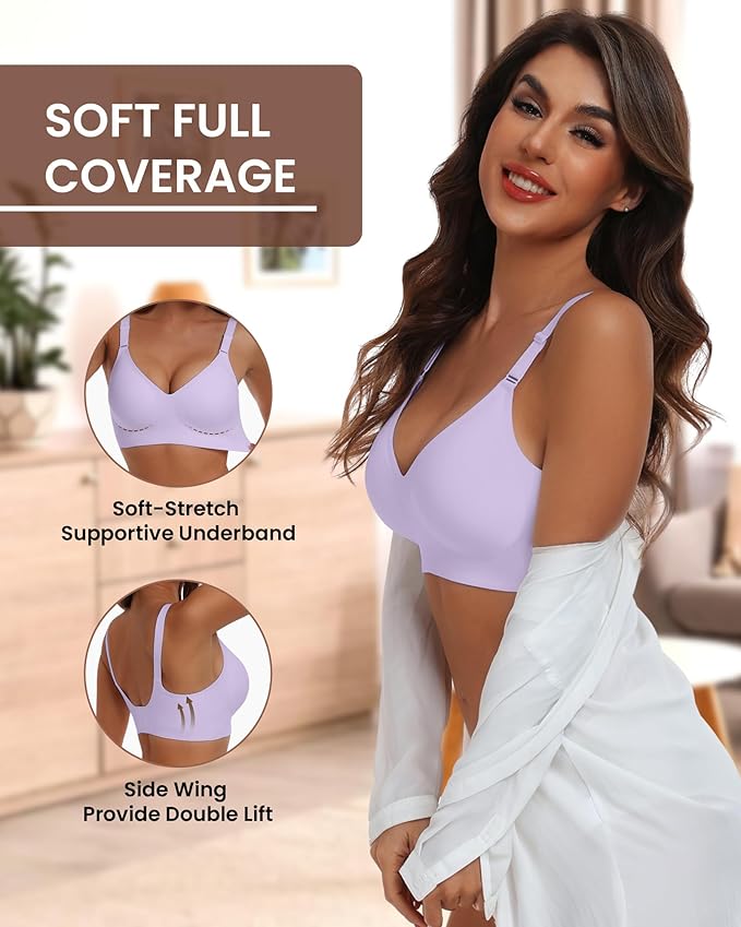 HORISUN Comfortable Seamless Full Coverage Bra for Women Wireless Bras with Soft Support Regular and Plus Size