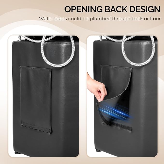 OmySalon Shampoo Backwash Unit with Large Porcelain Bowl, Salon Sink Hair Wash Chair Shampoo Station, Barbershop Beauty Spa Massage Hairdressing Equipment