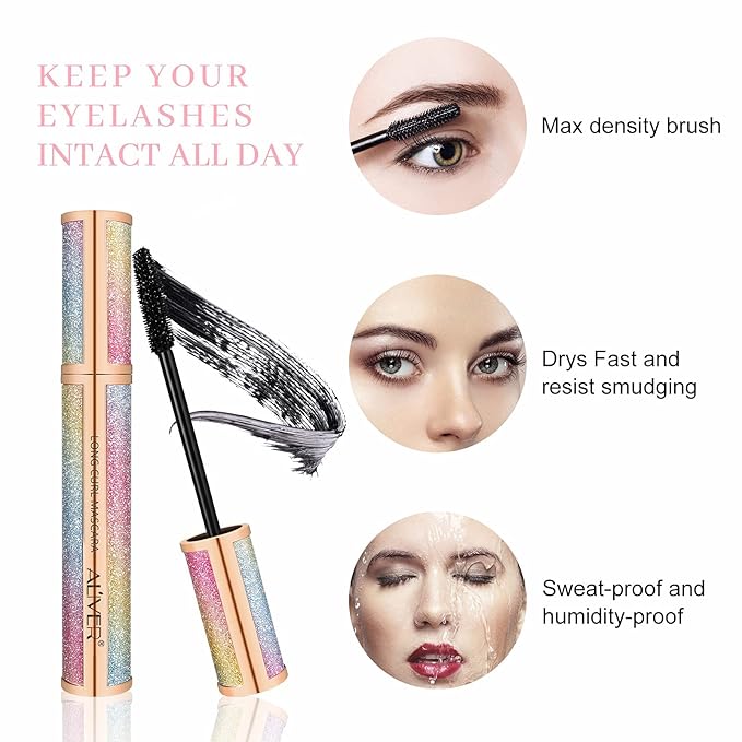 4D Silk Fiber Lash Mascara - Luxuriously Longer, Voluminous Eyelashes, Waterproof Tubing Mascara in Black, Natural Lengthening, Smudge-proof, Hypoallergenic, No Clumping, Easy to Apply & All Day Full