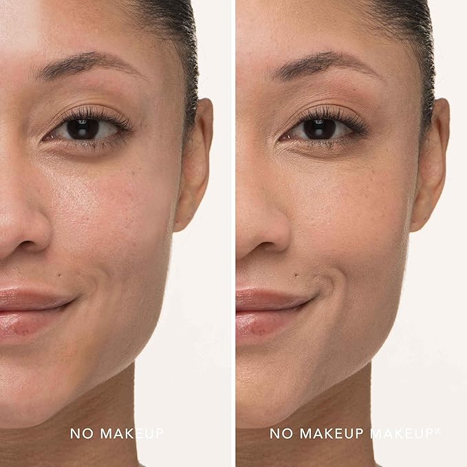 No Makeup Makeup Long-Lasting Lightweight Foundation & Brush Duo | Cruelty-Free, Fragrance-Free, Buildable, Transfer-Proof Makeup (Almond)