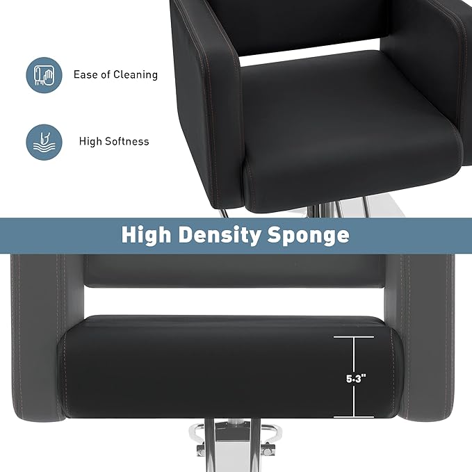 BarberPub Classic Styling Salon Chair for Hair Stylist, Barber Chair with Hydraulic Pump, Beauty Barbershop Salon Spa Equipment 3805 (Black)