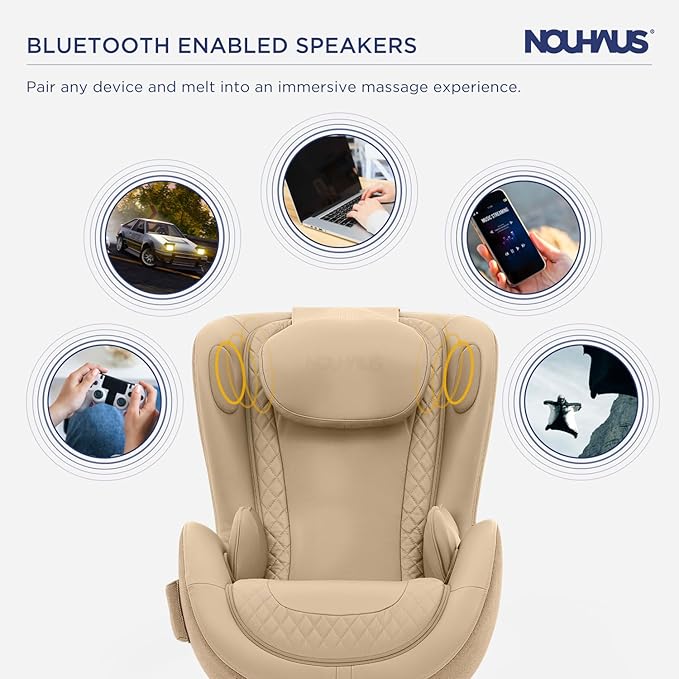 Nouhaus NOU Campo Heated Massage Chair,Full Body Massaging Zero-Gravity Leisure Recliner with Low-Noise 3D Massage and Dual Sound Systems Modern Massage Chairs (Mellow Sand)
