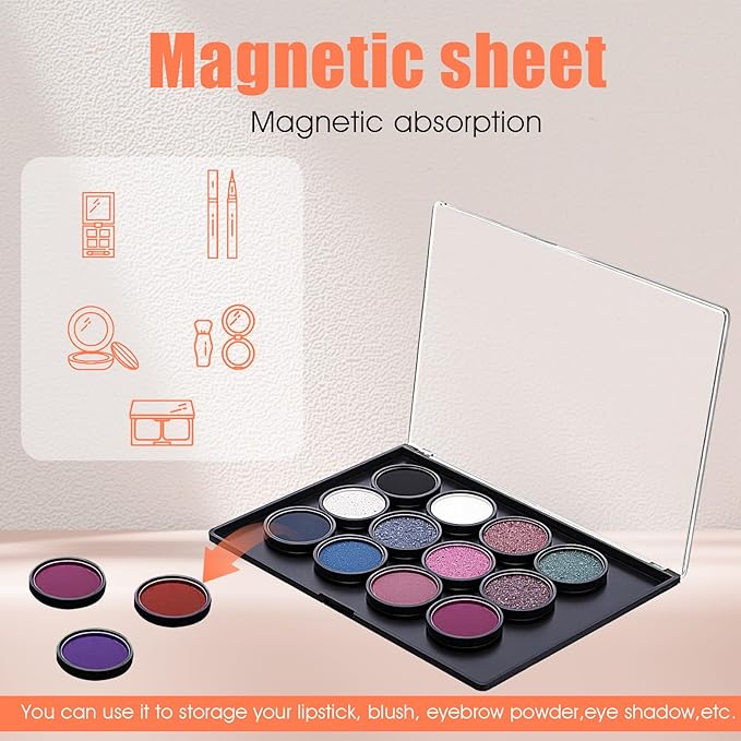 4 Pack Small Magnetic Makeup Palette with Clear Top, Empty Eyeshadow Pan Dispensing Storage Box for DIY Cosmetics Lipstick Blush Powder - 7.7"X4.3"