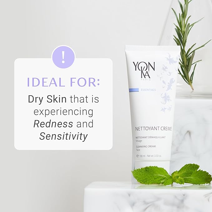 Yon-Ka Nettoyant Creme (100ml) Cleansing Makeup Remover Cream, Remove Impurities with Calming Peppermint and Plant Glycerin, Sensitive to Acne Prone Skin, Paraben-Free