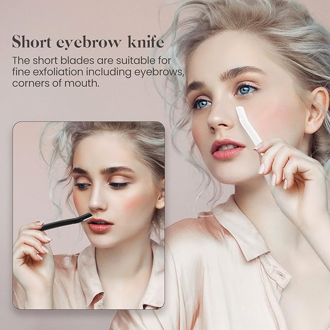 Eyebrow Razor, Dermaplane Face Razors for Women Facial Hair, Eyebrow Shaver(8 Count), Peach Fuzz Removal, Dermaplaner to Exfoliate and Refresh the Skin (White, Black)