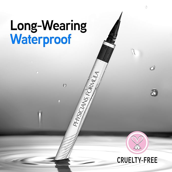 Physicians Formula Eye Booster Super Slim Liquid Eyeliner, Waterproof Precision with a Lash-Boosting Complex, Natural Finish, & Sensitive Skin Approved, Cruelty-Free & Vegan -Ultra Black